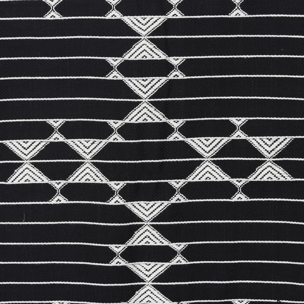 Close Up Details of Black & White Woven Table Runner