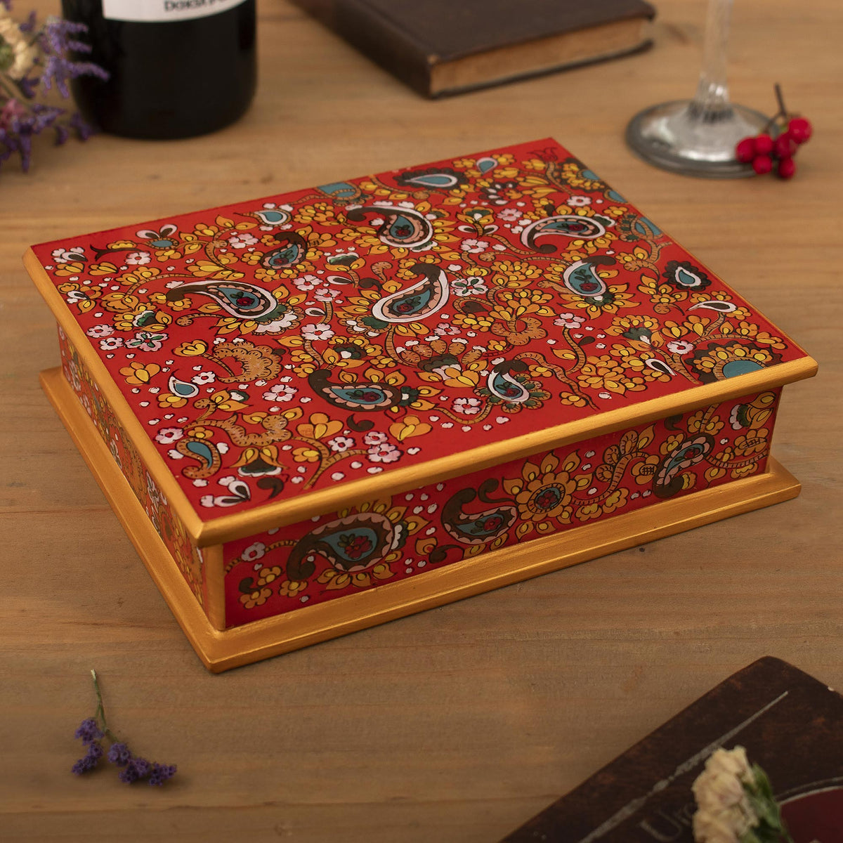Passion Reverse-Painted Glass Jewelry Box