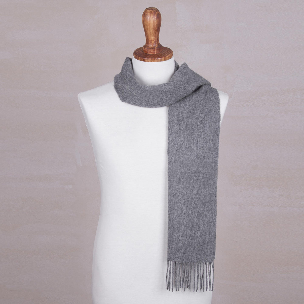 Stormy Gray Men'S 100% Alpaca Scarf