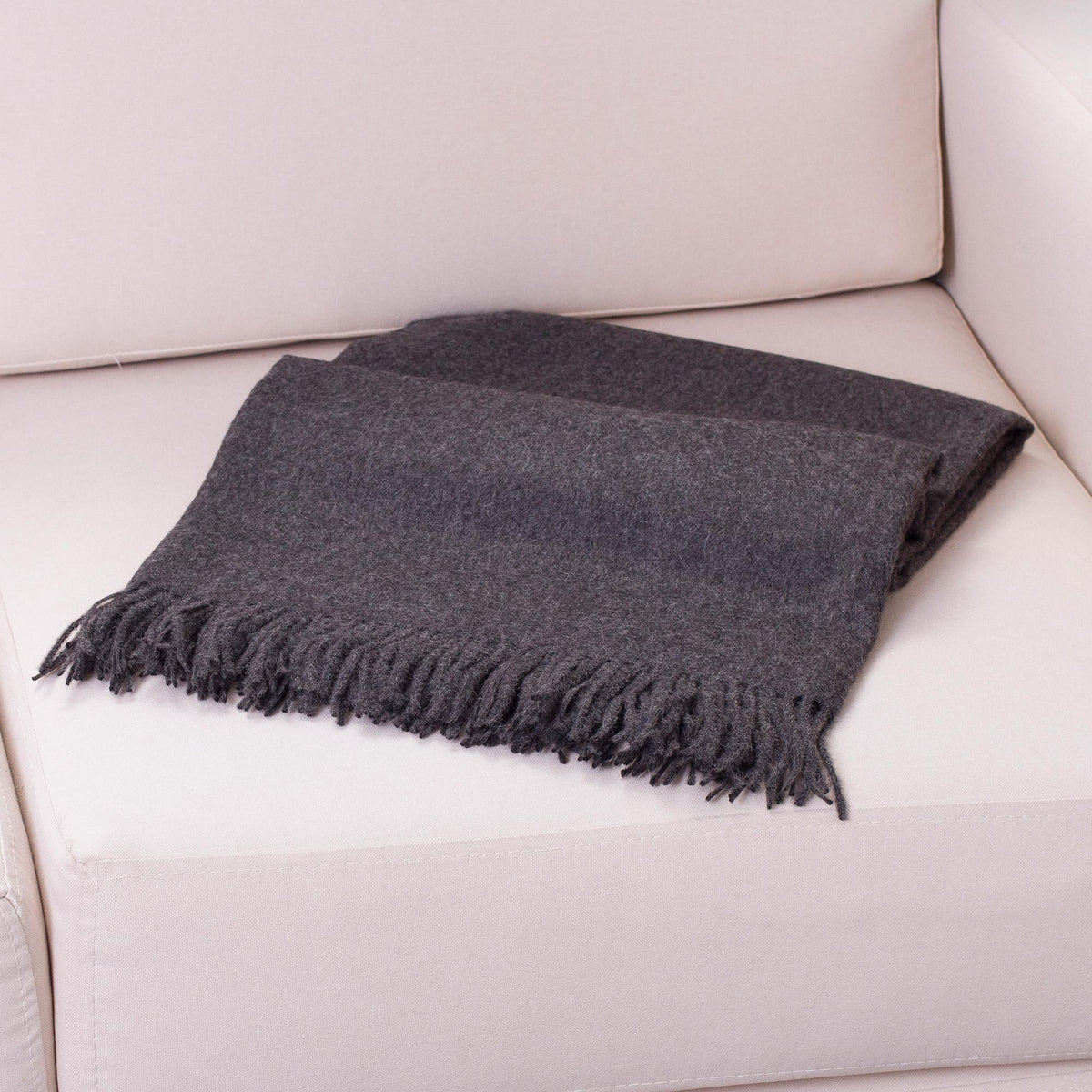 Cozy Dark Gray 100% Alpaca Throw