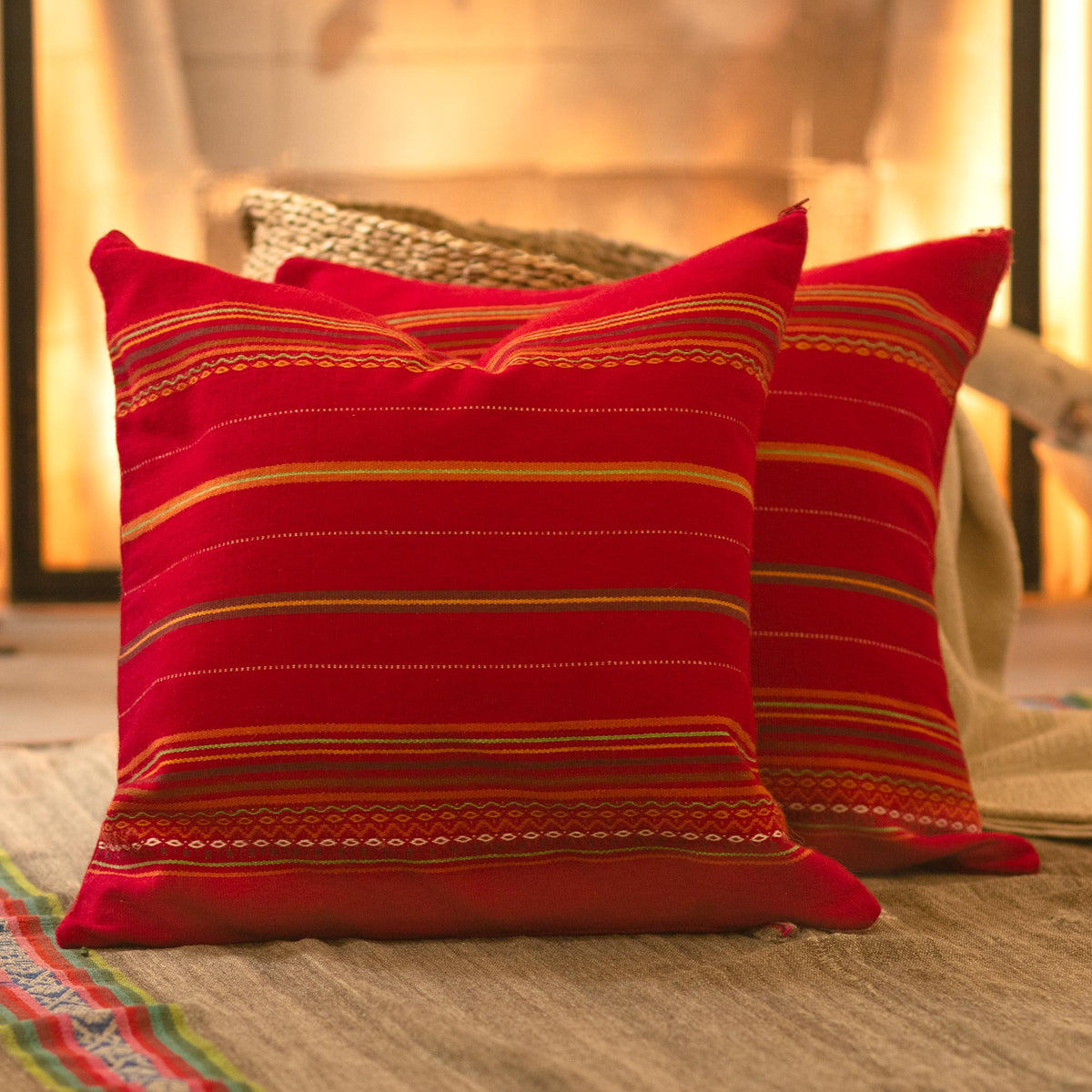 Peruvian Cherry Alpaca Blend Cushion Covers (Pair)