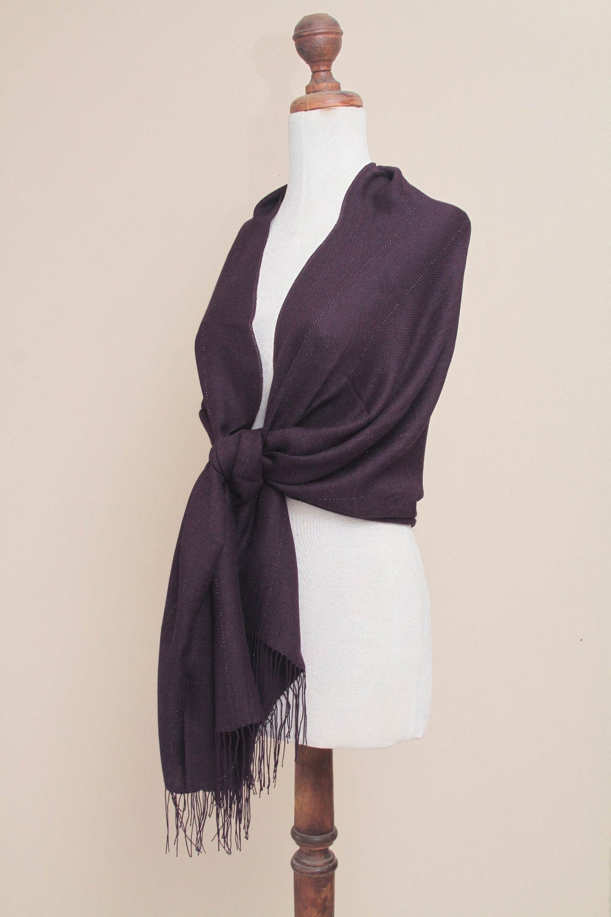 Purple Sparkle Alpaca Blend Shawl