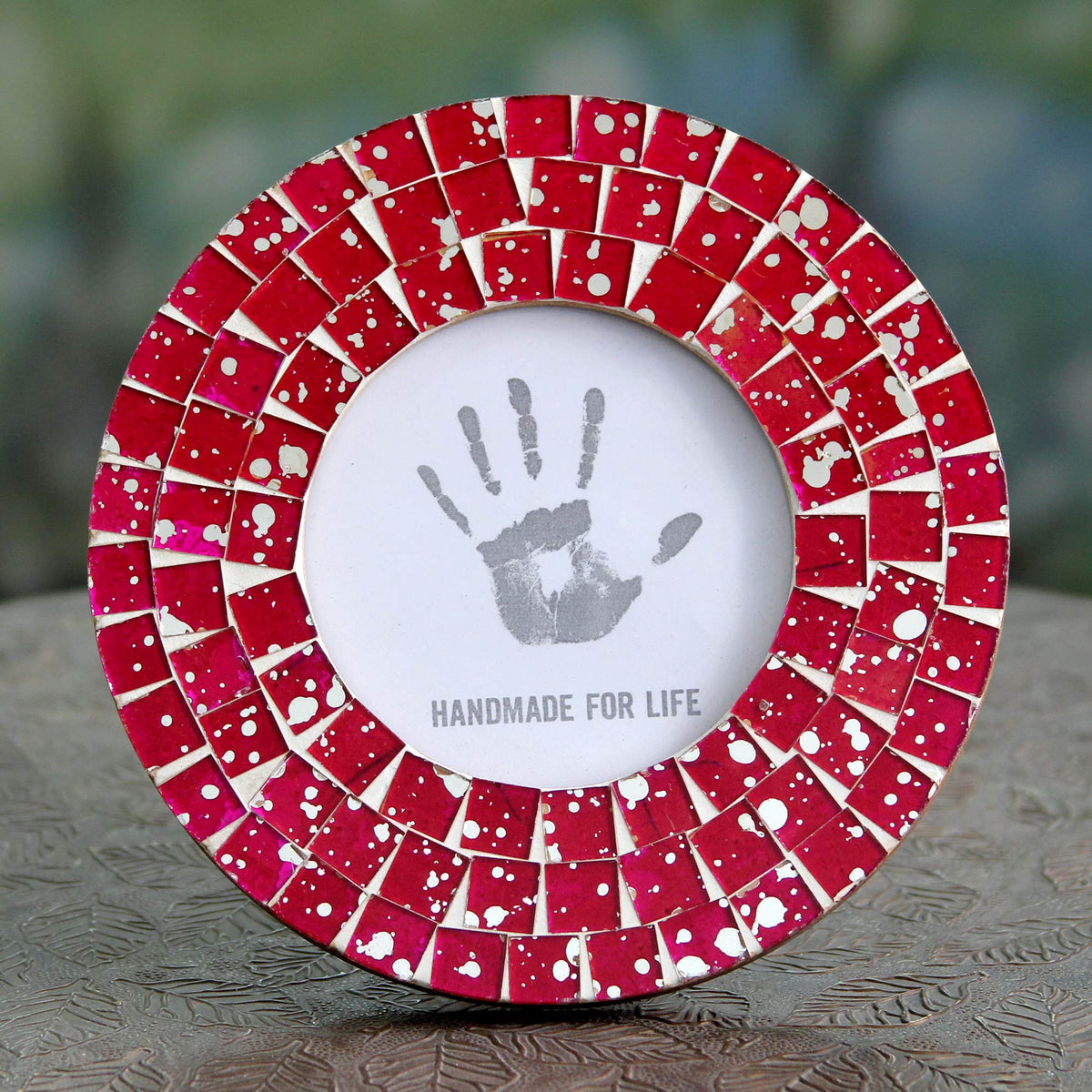 Red Ruby Glass Mosaic Photo Frame (4X4)