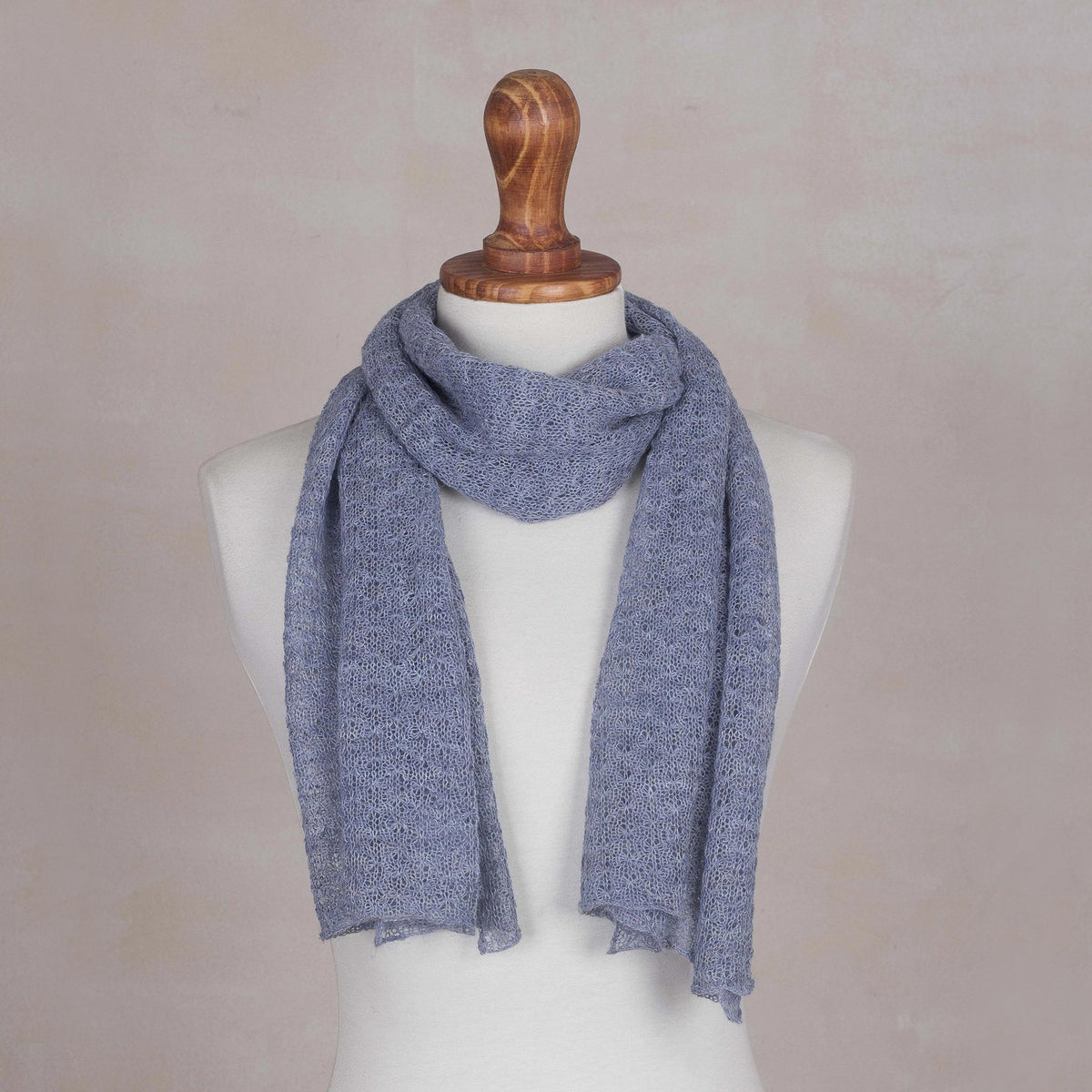 Steel Blue Gossamer 100% Baby Alpaca Scarf