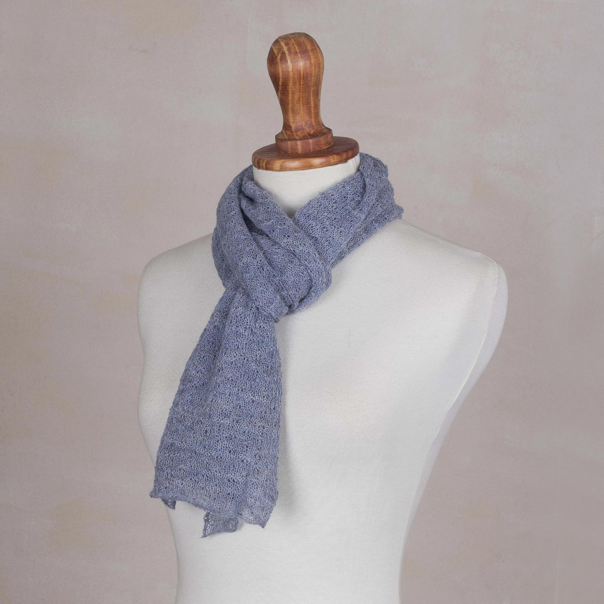 Steel Blue Gossamer 100% Baby Alpaca Scarf