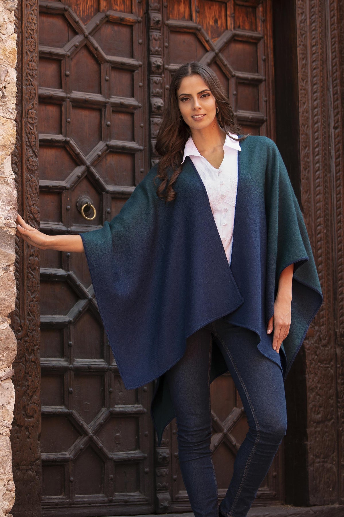 Andean Vistas Reversible Alpaca Blend Ruana