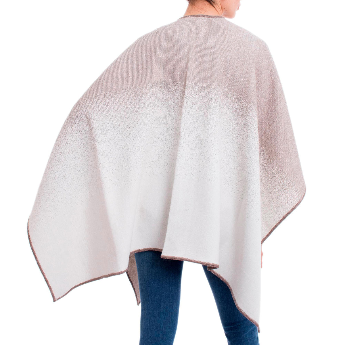 Andean Vistas In Taupe Reversible Alpaca Blend Ruana
