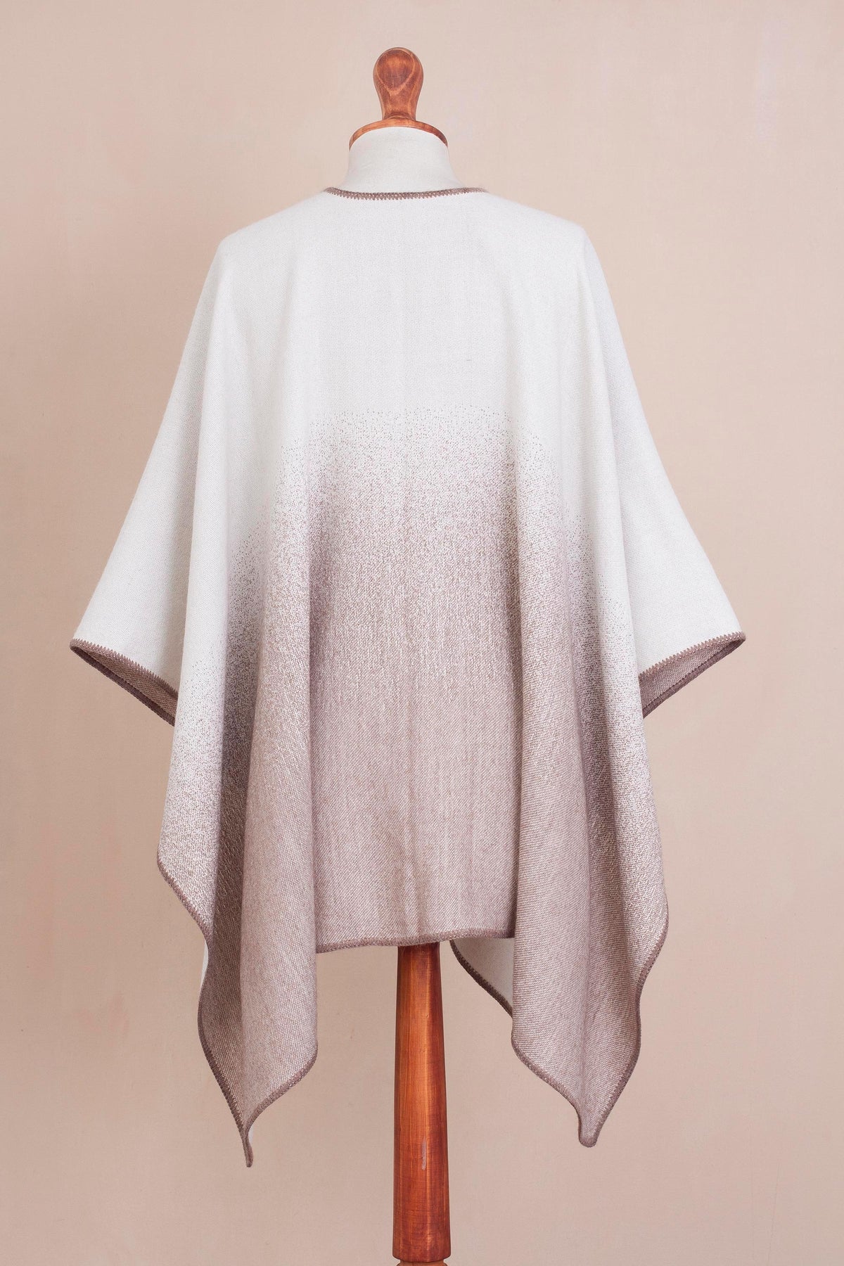 Andean Vistas In Taupe Reversible Alpaca Blend Ruana