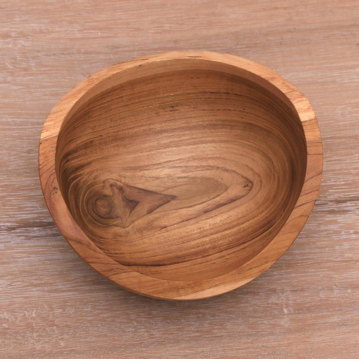 Teak Wood Snack Bowl from Bali - Brown Shell
