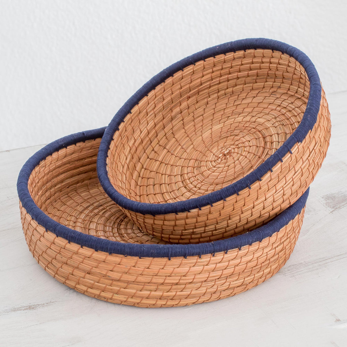 Handmade Baskets (Pair) - Journey to Tecpain in Navy