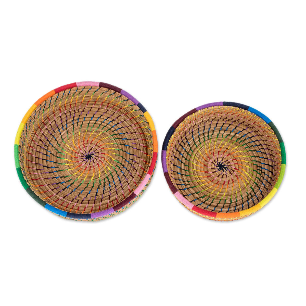 Handmade Baskets (Pair) - Journey to Tecpan in Rainbow