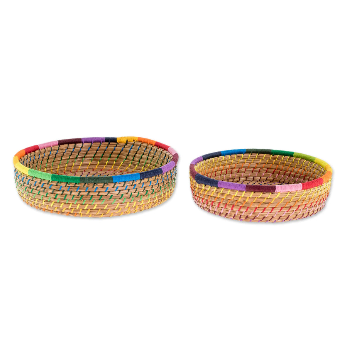 Handmade Baskets (Pair) - Journey to Tecpan in Rainbow