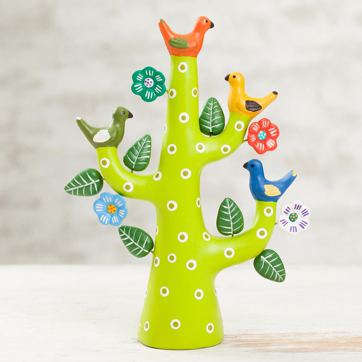 Green Tree Of Doves Ceramic Sculpture