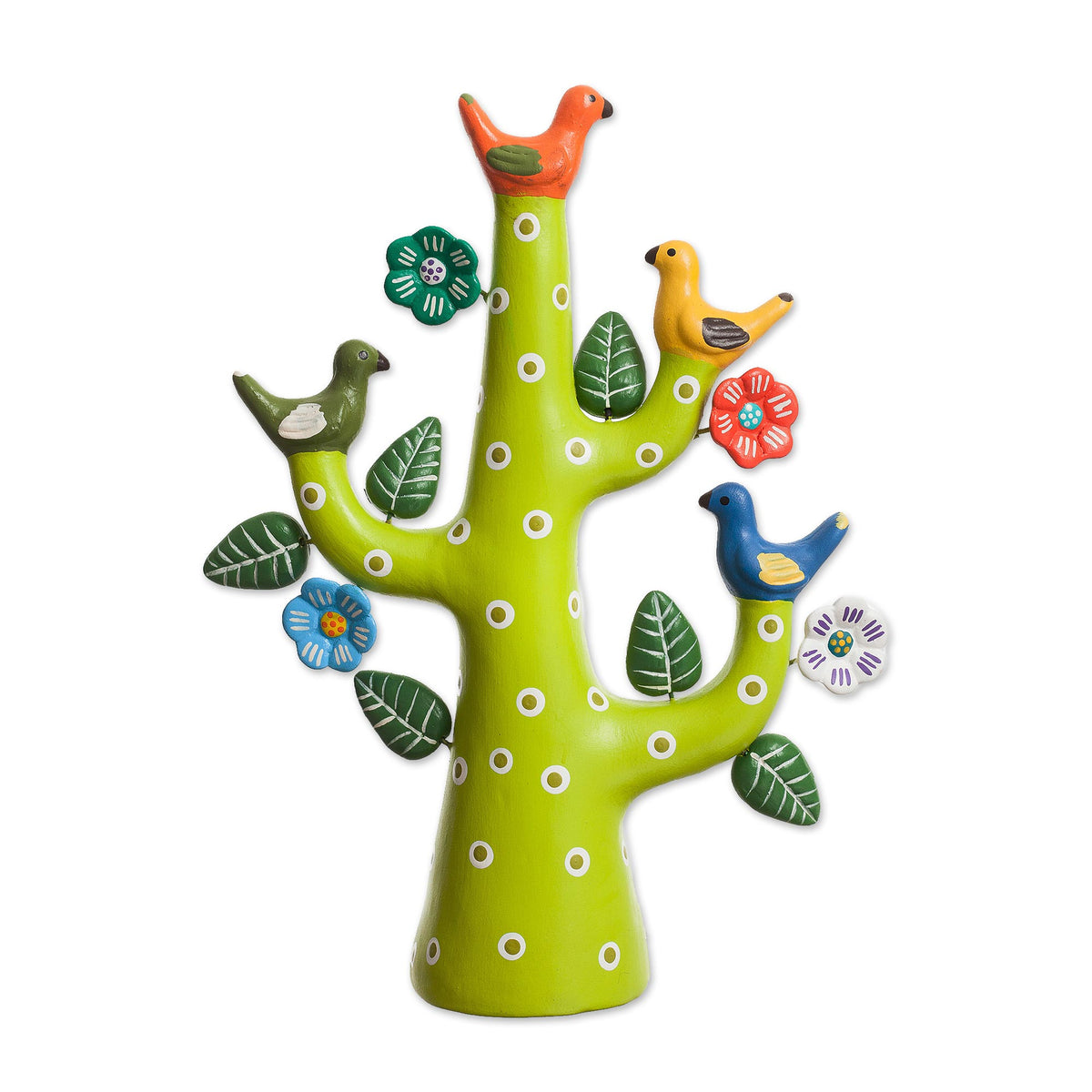Green Tree Of Doves Ceramic Sculpture