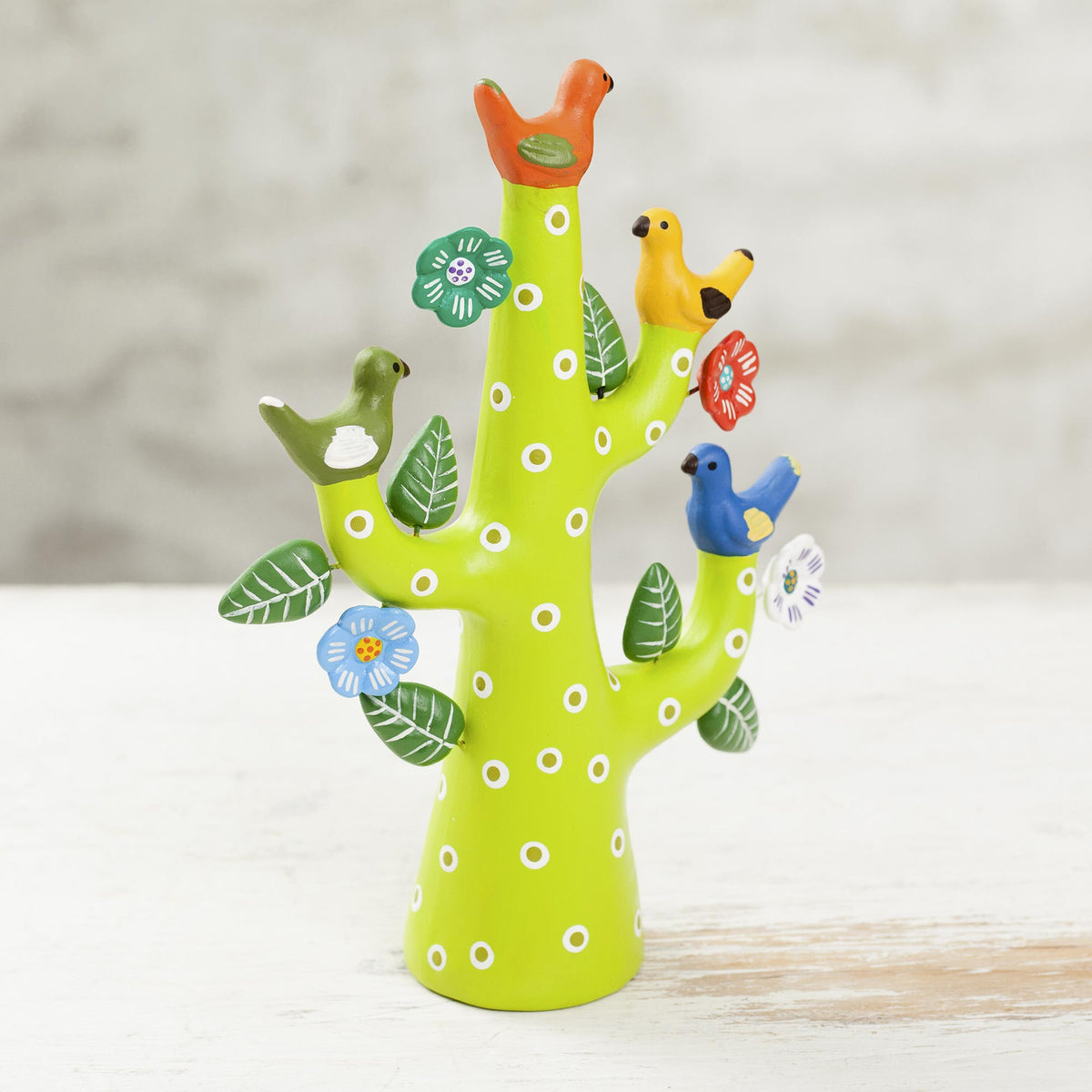 Green Tree Of Doves Ceramic Sculpture