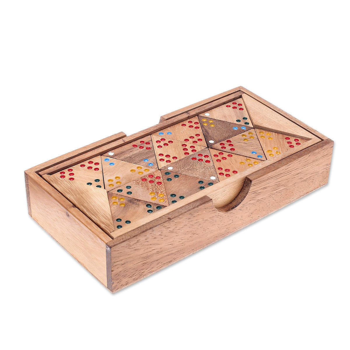 Triple Threat Wood Triangular Domino Set