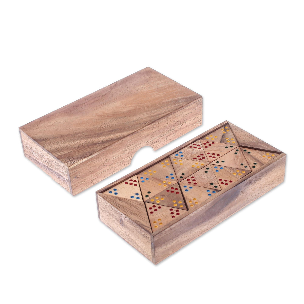 Triple Threat Wood Triangular Domino Set