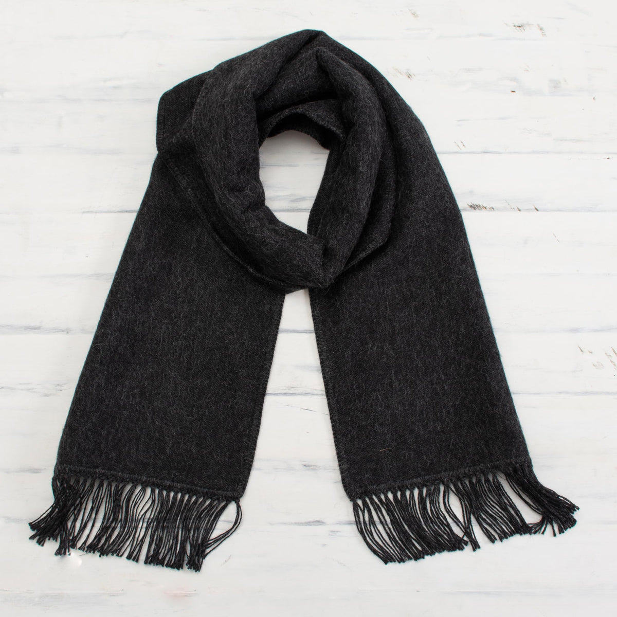 Winter Chic In Graphite Alpaca Blend Scarf