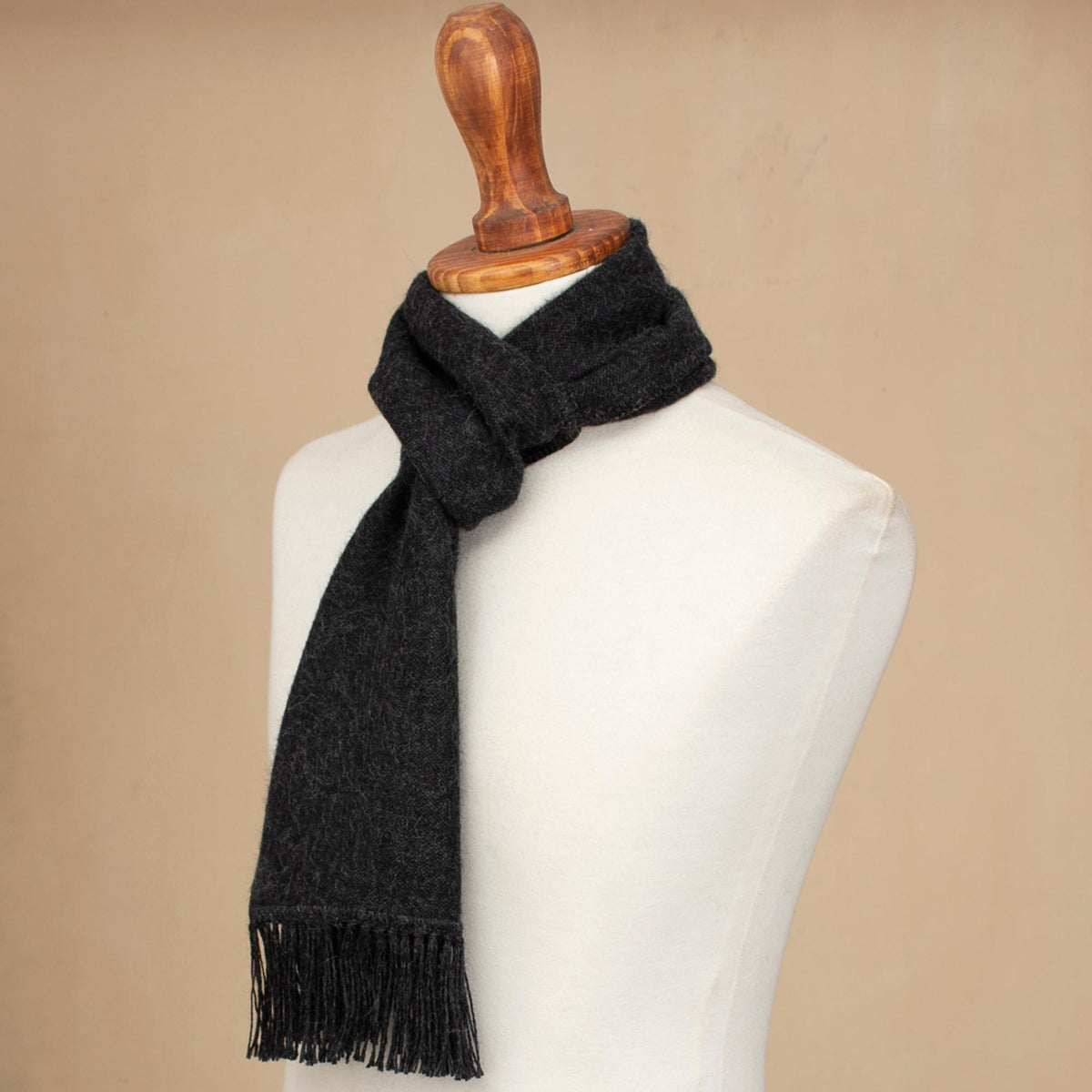 Winter Chic In Graphite Alpaca Blend Scarf