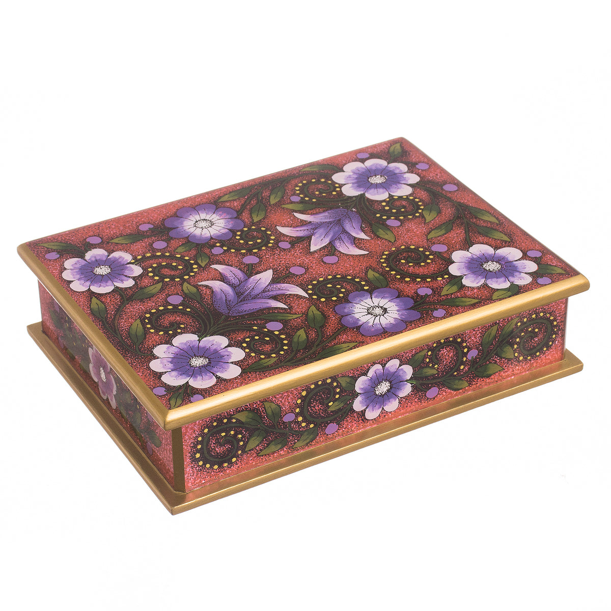 Margarita Bliss In Pink Reverse-Painted Glass Decorative Box