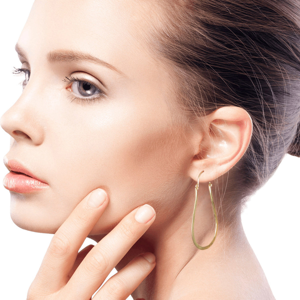 22k Elongated Hoop Earrings - Gold-Plated