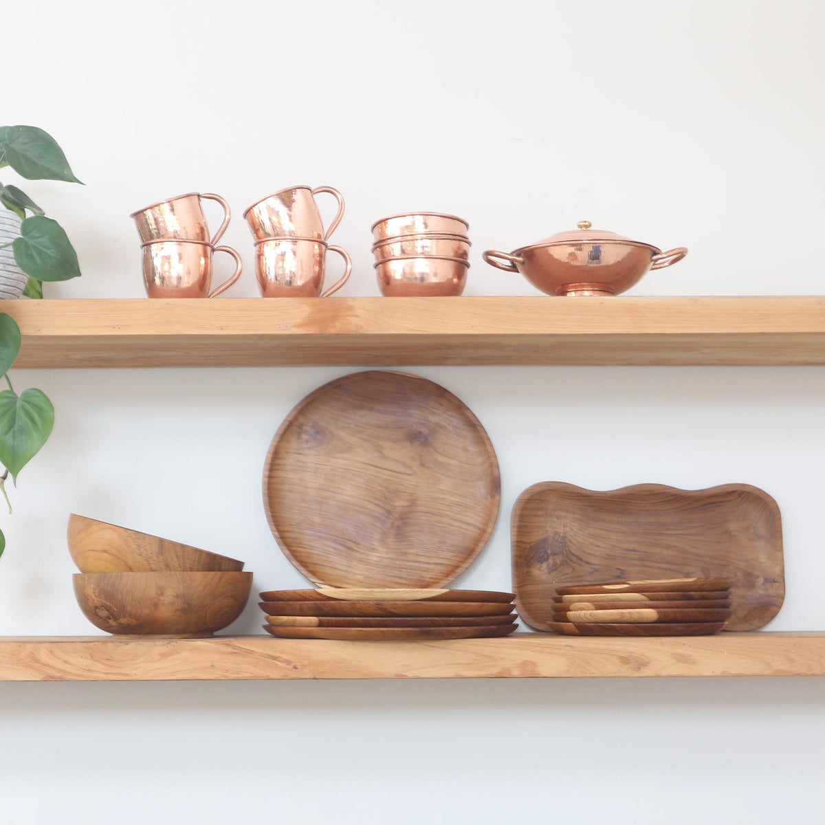 Wavy Teak Wood Platter Handcrafted in Bali - Bali Wave