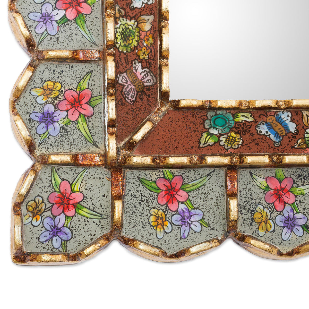 Sweet Arrangement Reverse-Painted Glass Wall Mirror