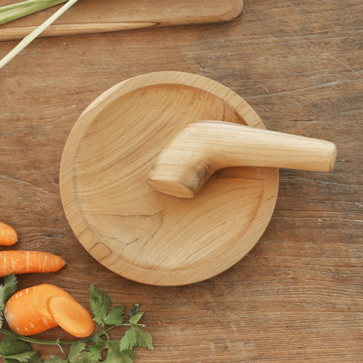 Handmade Teak Wood Mortar and Pestle - Crushed