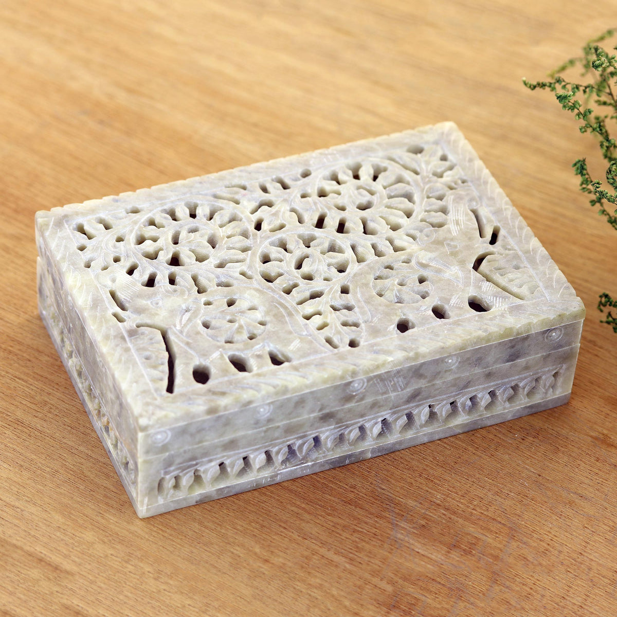 Decorative Soapstone Elephant Box - Royal Greetings