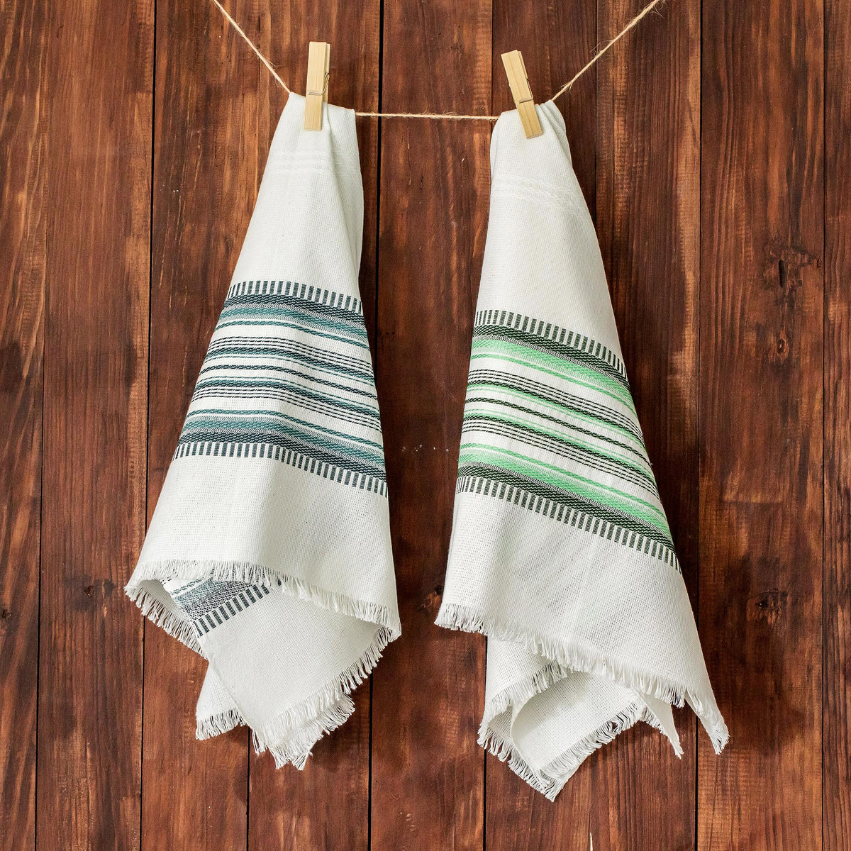 Handwoven Cotton Dish Towels (Pair) - Forest Colors