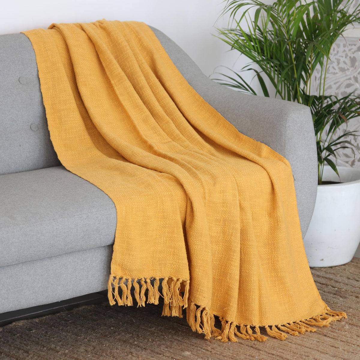 Marigold Charm Cotton Throw Blanket