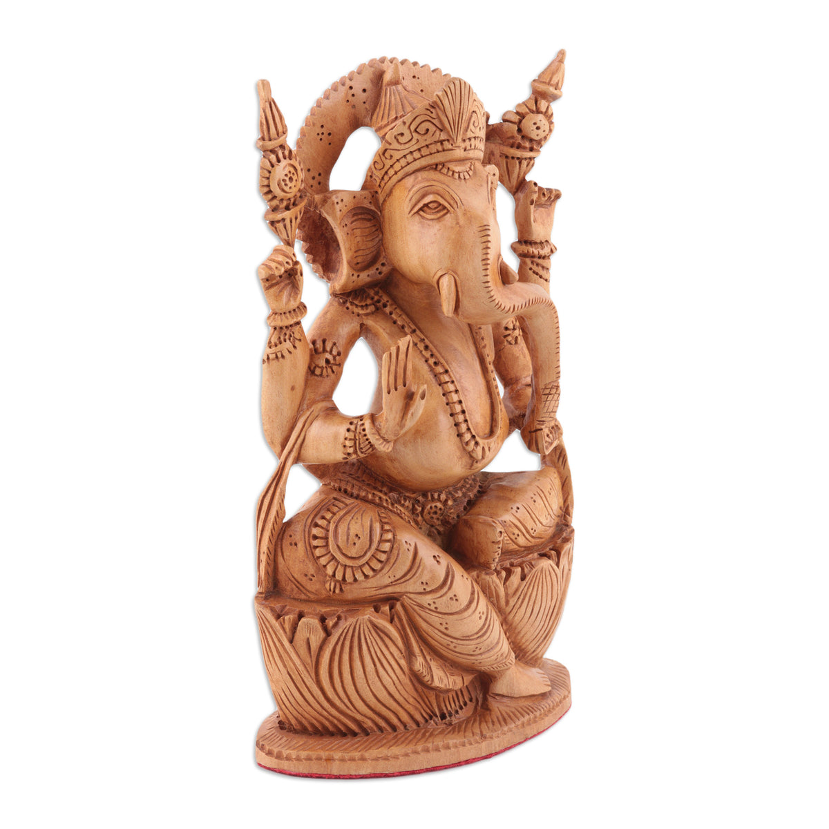 Side Profile of Handmade Sculpture of Ganesha - Made with Kadam Wood