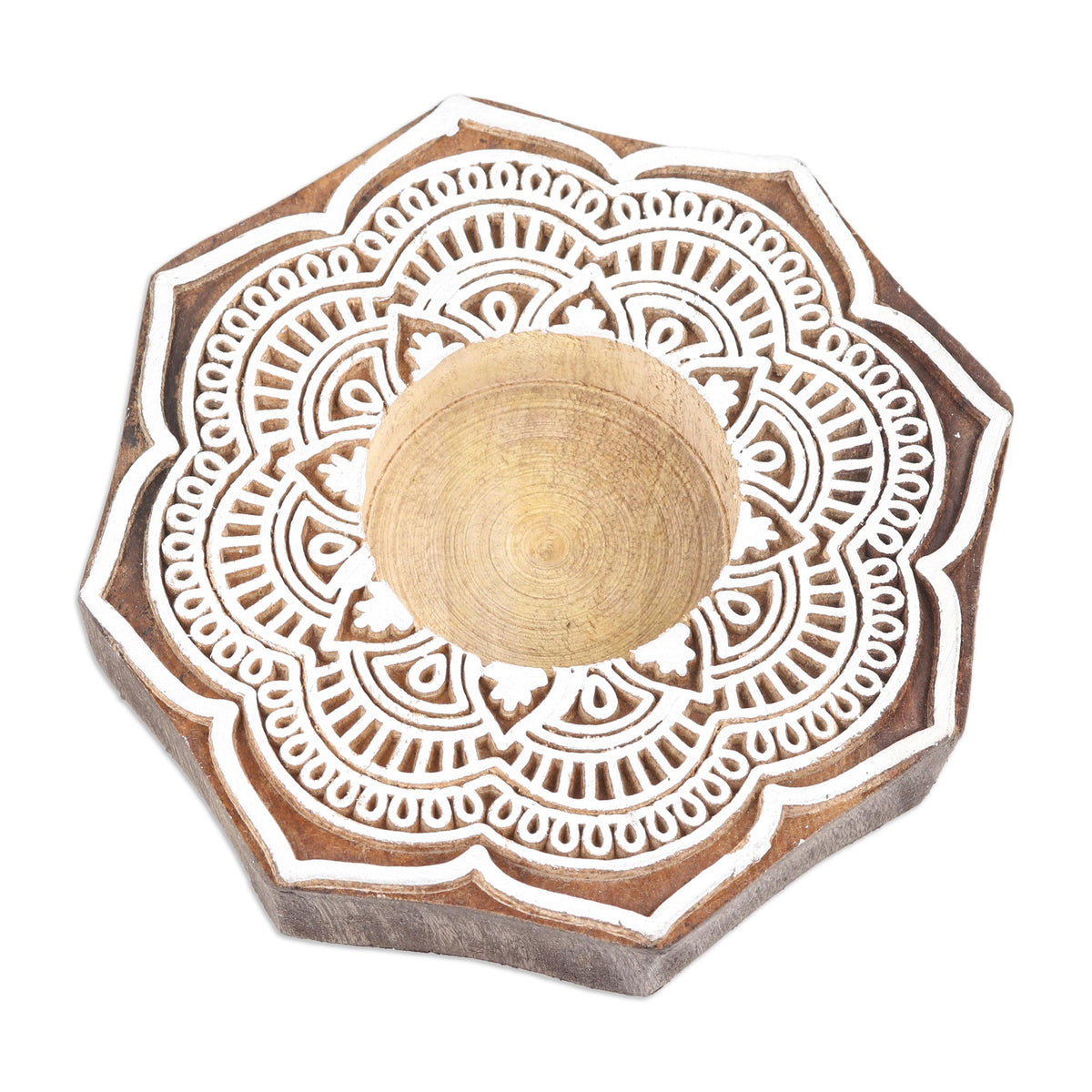 Tealight Candle Holder with Lotus Floral Motif - Lotus Art
