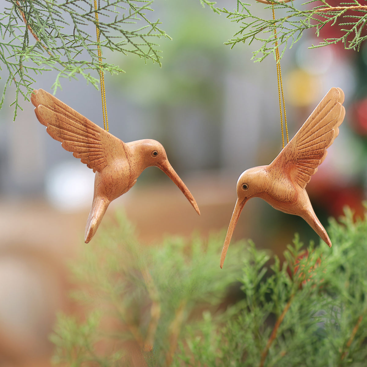 Hummingbird Christmas Ornaments (Pair) - Lucky Hummingbirds