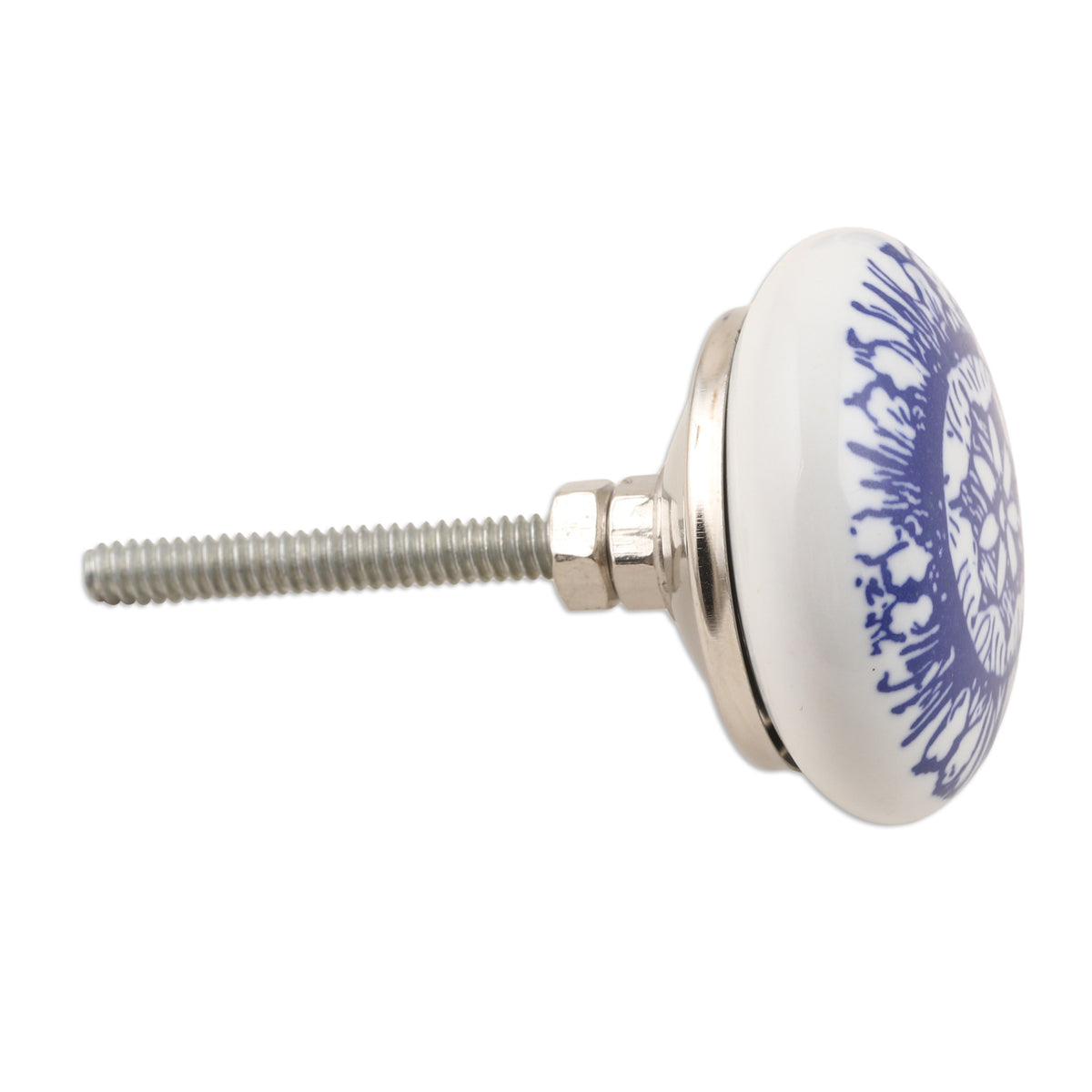 Set of 6 Blue Ceramic Knobs with Unique Patterns - Blue Imagination