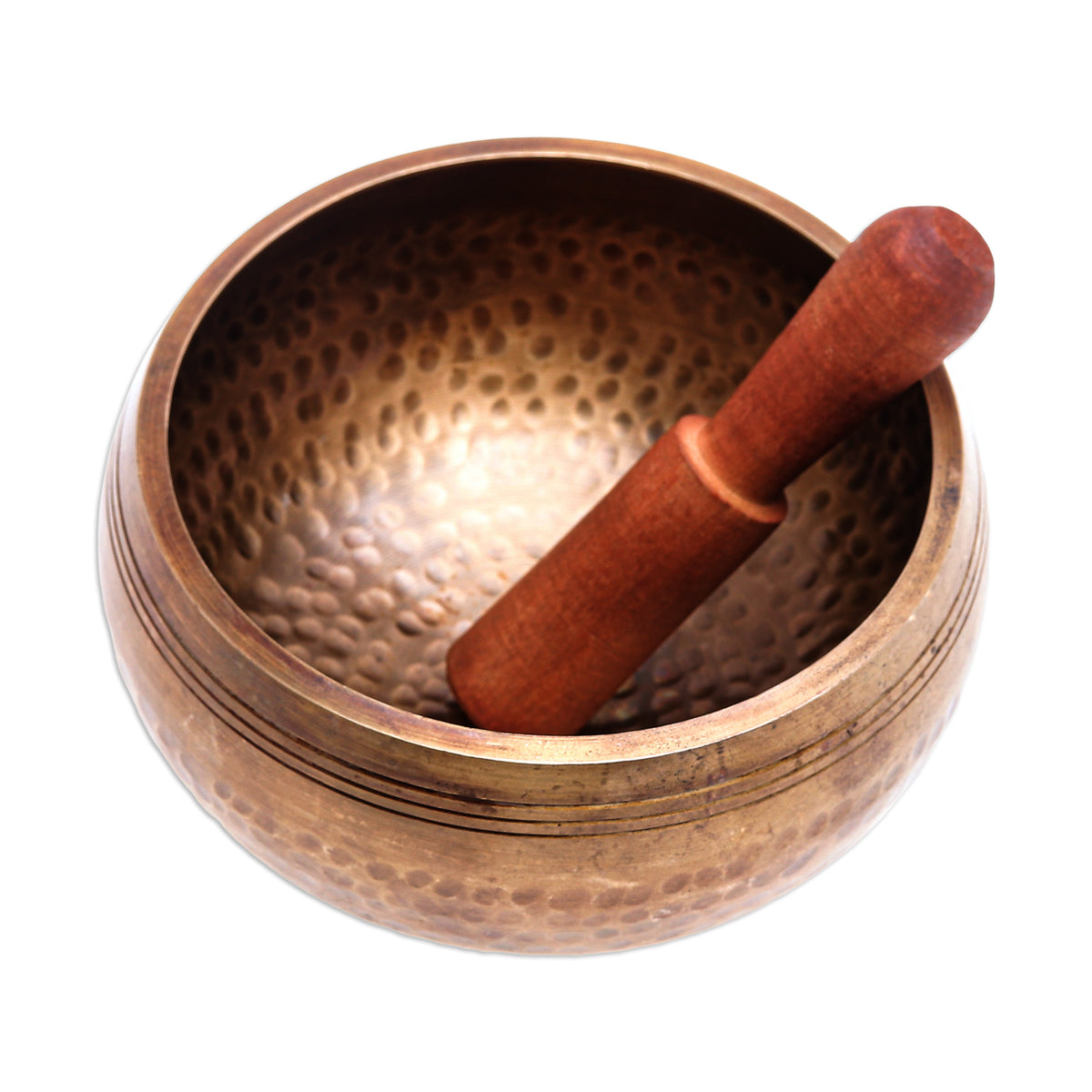 Hammered Brass Singing Bowl with Wood Striker - Singing Spirit