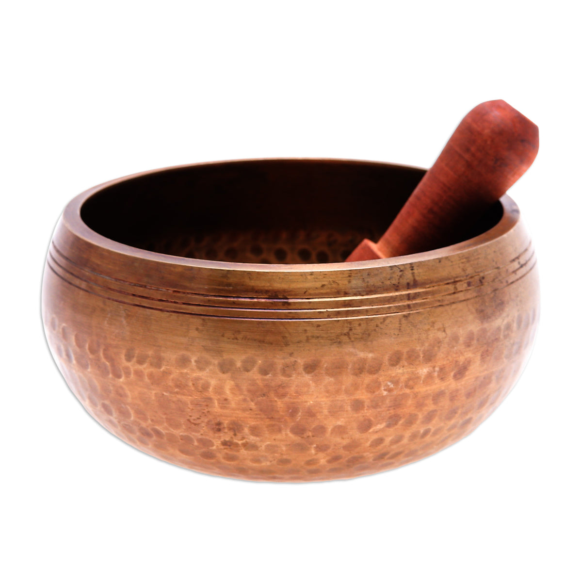 Hammered Brass Singing Bowl with Wood Striker - Singing Spirit