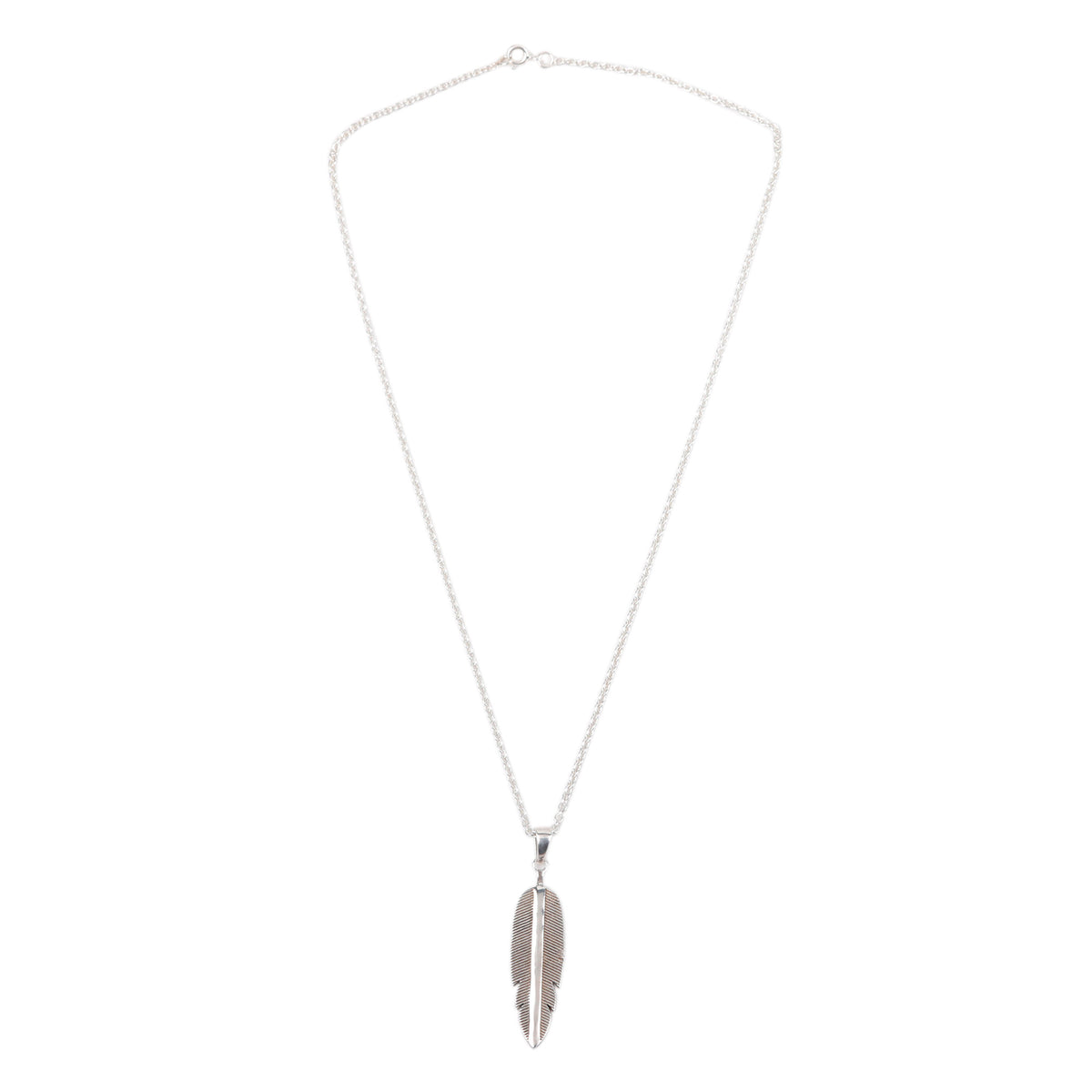 Silver Necklace with Feather Pendant