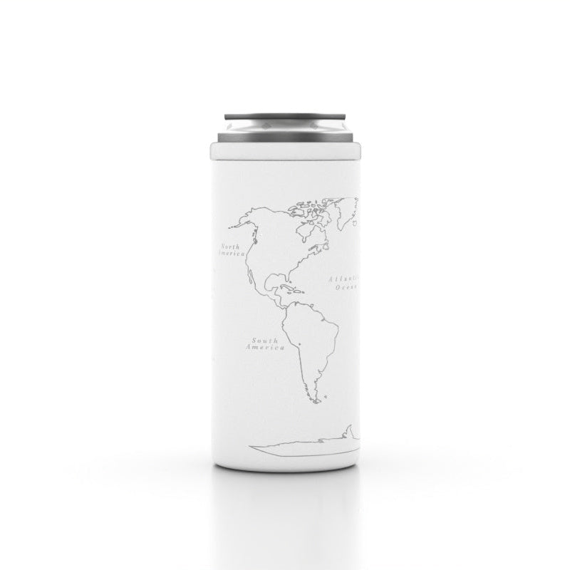 World Map Insulated 12 oz Slim Can Cooler
