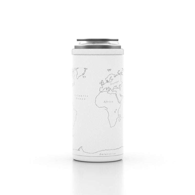 World Map Insulated 12 oz Slim Can Cooler