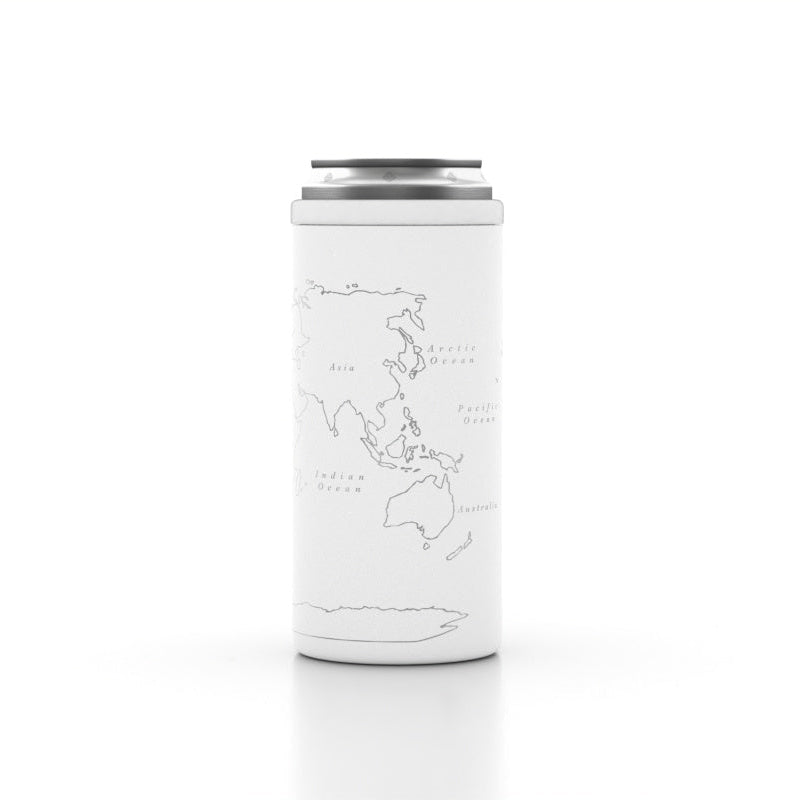 World Map Insulated 12 oz Slim Can Cooler