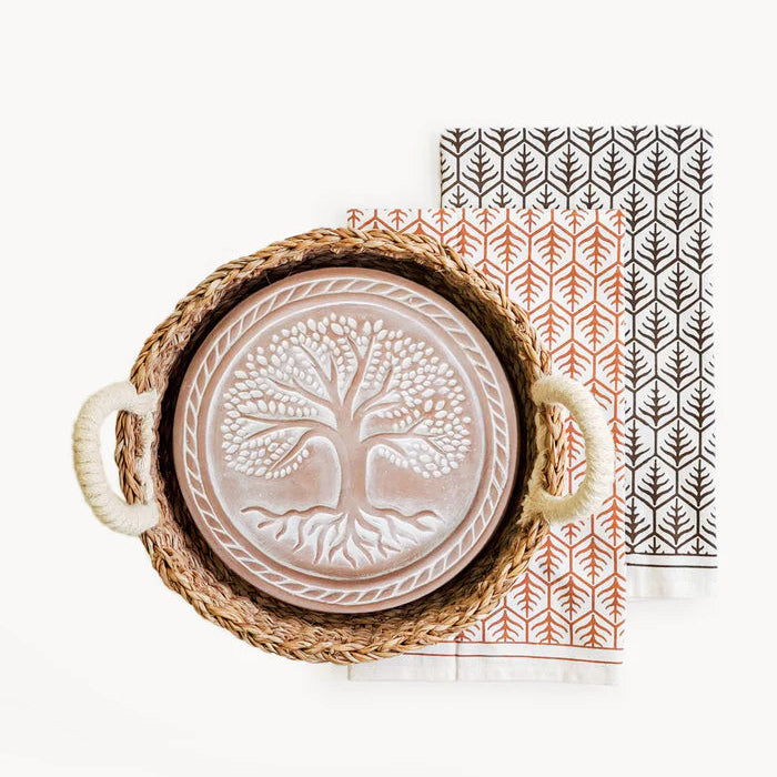 Bread Warmer & Basket with Tea Towel Round Gift Set