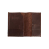 Open Addis Leather Passport Wallet in Dark Brown