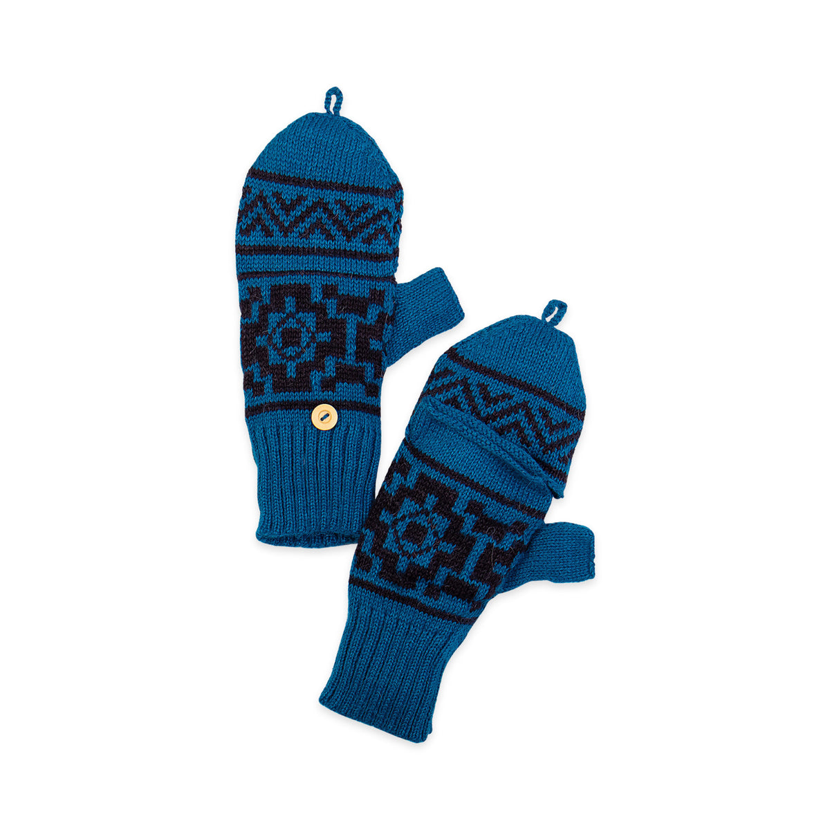 Alpaca Blend Convertible Gloves with Wooden Button Closure