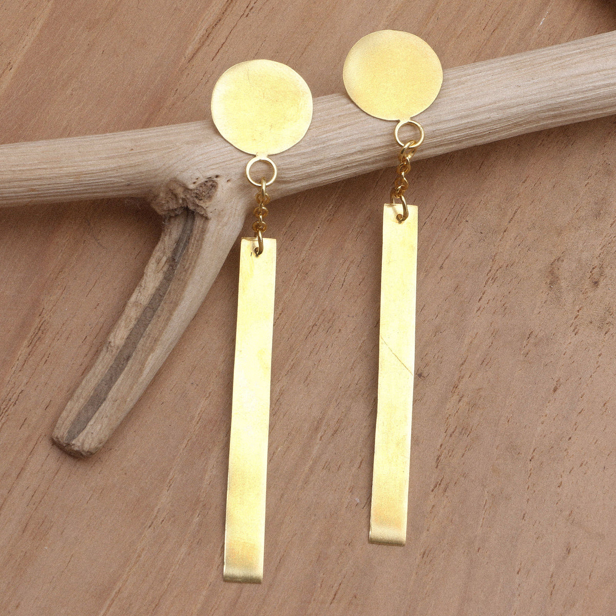 Artisan Crafted Gold-Plated Dangle Earrings
