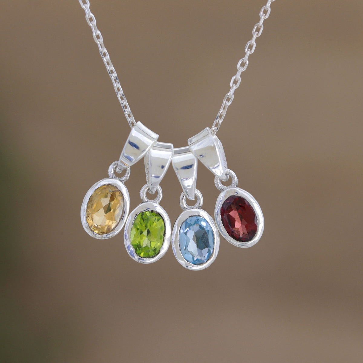 Necklace Set with Assorted Gemstone Pendants