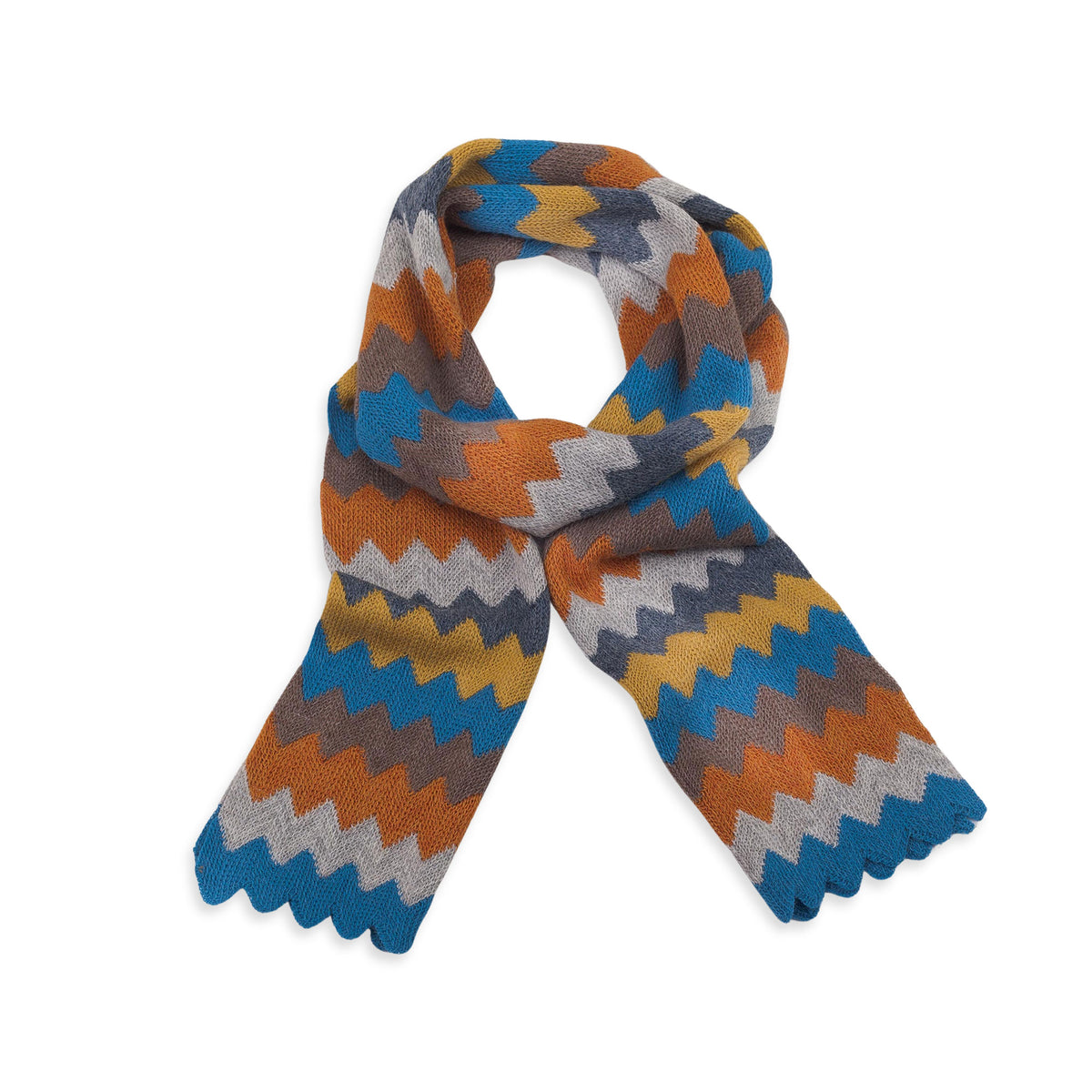 Autumnal Zigzag Alpaca Blend Wrap Scarf from Peru