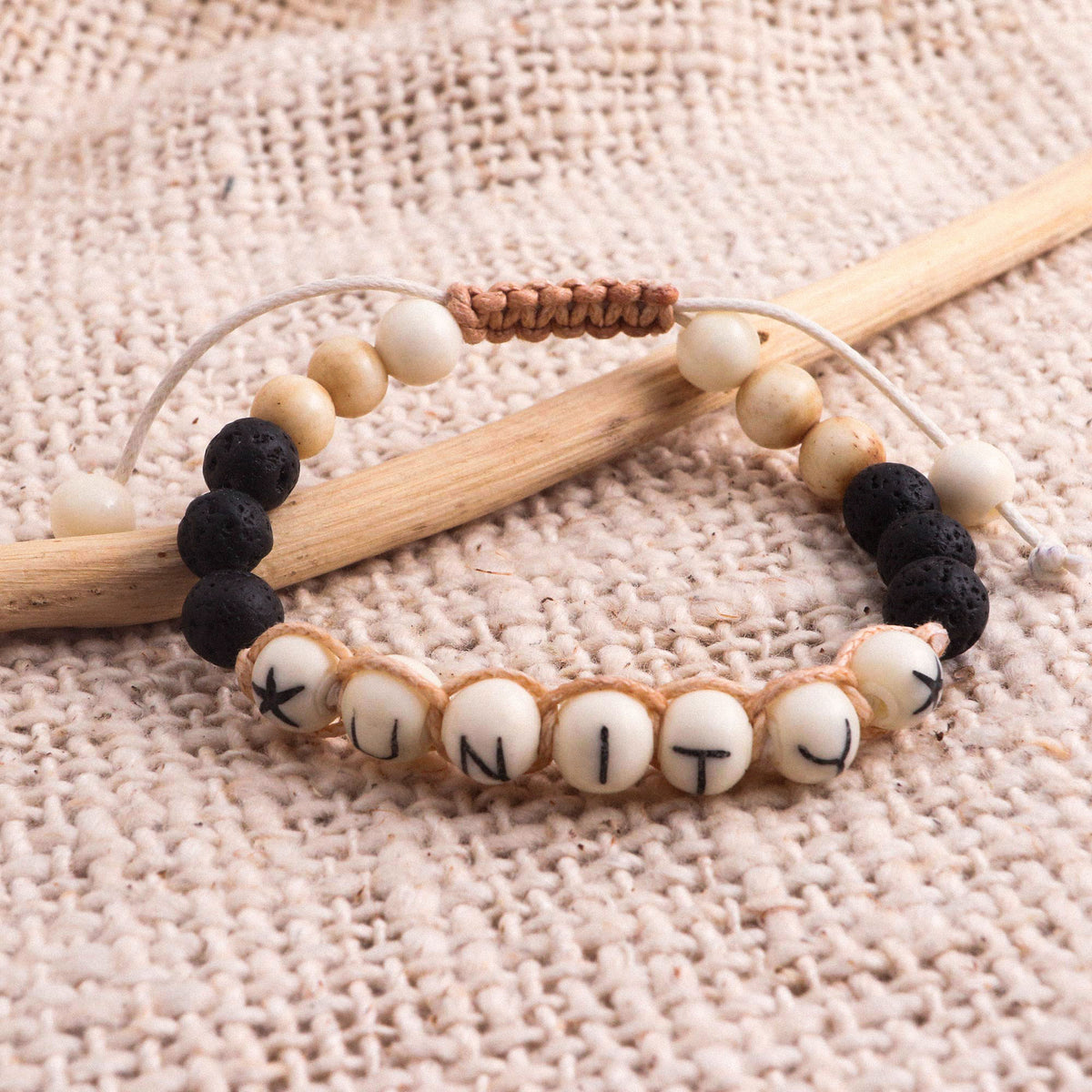 Balinese Black Lava Stone Unity Bracelet