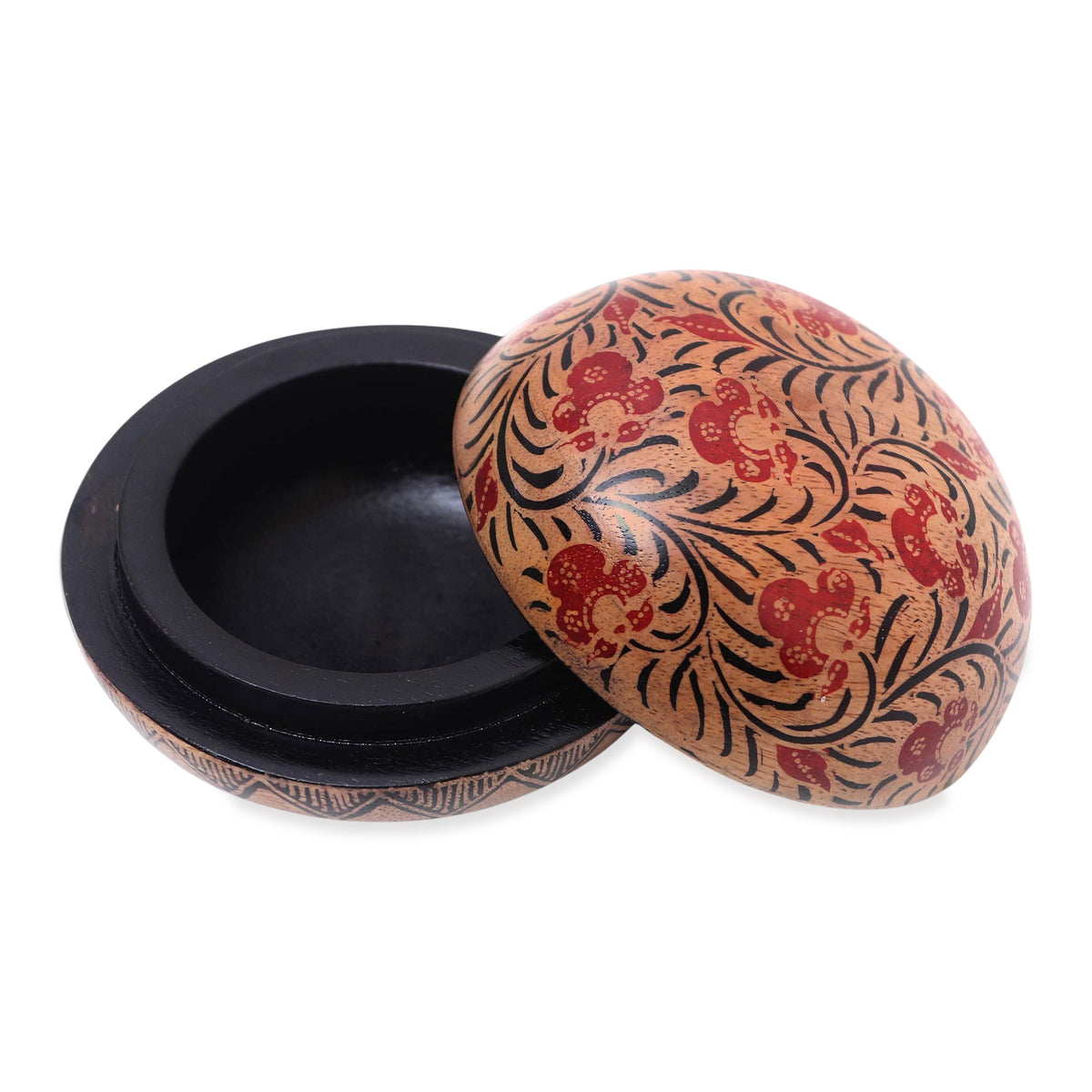 Balinese Round Wood Batik Decorative Box