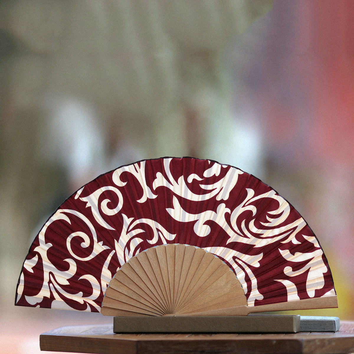 Batik Silk Fan - Red Bali Glory